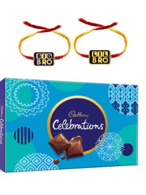 Lil Bro  & Big Bro Kids  Rakhi with Cadbury Celebration Chocolate  Gift Combo pack of 3