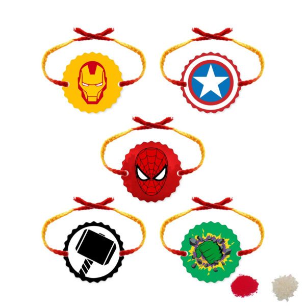 5 Avenger Superheros Kids Rakhi Combo Set of  - 5