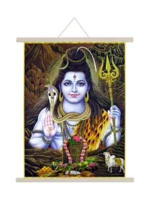 YaYa cafe Shivratri Gift, Believing Lord Shiv Poster Wall Painting Hanging Scroll Canvas - 15 x 20 inches