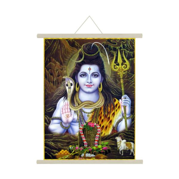 YaYa cafe Shivratri Gift, Believing Lord Shiv Poster Wall Painting Hanging Scroll Canvas - 15 x 20 inches