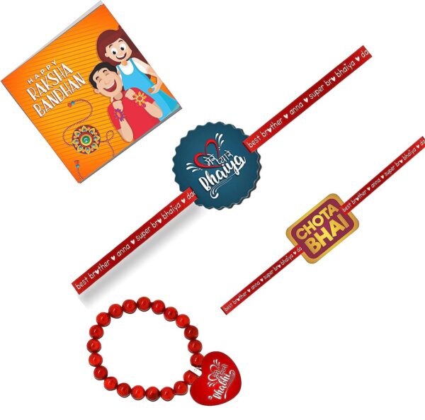 TheYaYaCafe Family Rakhi Gifts Printed and Beads Rakhi combo Set of 3 Raksha Bandhan