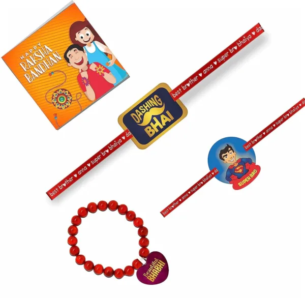 TheYaYaCafe Family Rakhi Gifts Printed and Beads Rakhi combo Set of 3 Raksha Bandhan