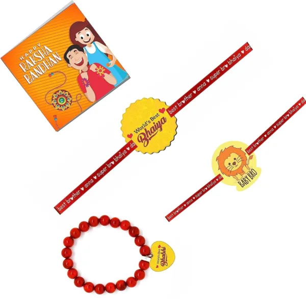 TheYaYaCafe Family Rakhi Gifts Printed and Beads Rakhi combo Set of 3 Raksha Bandhan