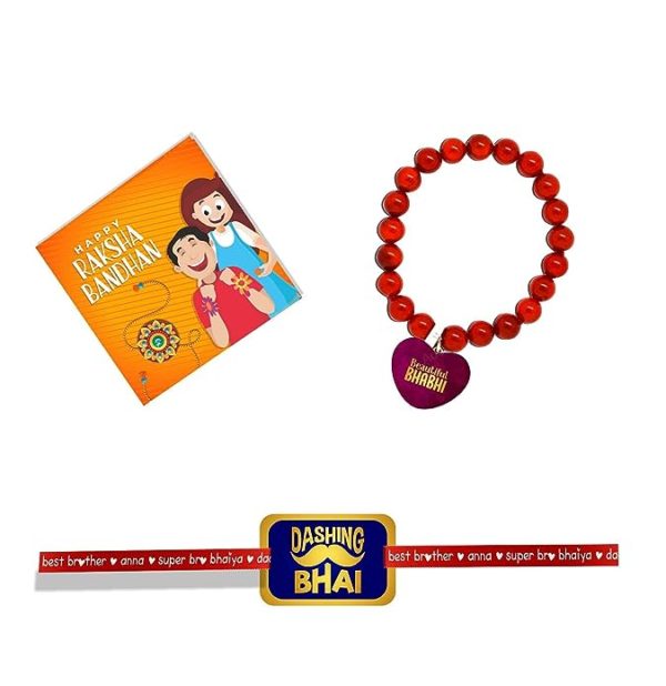 Dashing Bhai & Beautiful Bhabhi  Beads Rakhi Combo Set of 2