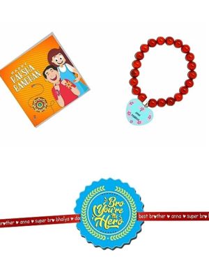 Bro You are my Hero & I love Bhabhi Beads  Rakhi  Combo -Set of 2