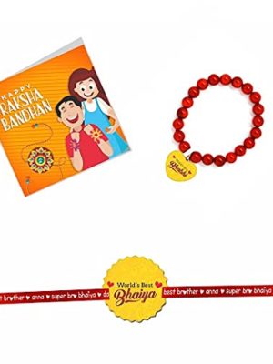 World Best Bhaiya & World Best Bhabhi Beads  Rakhi Combo Set of 2