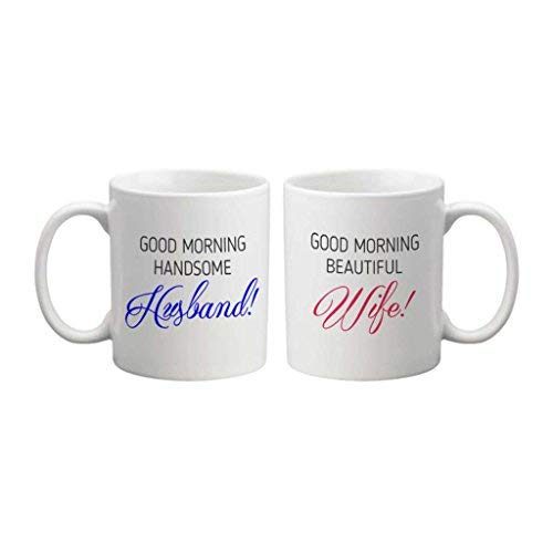 TheYaYaCafe for Husband Wife Set of 2 Coffee Mugs Mr. Mrs. Right Husband Wife with Coasters