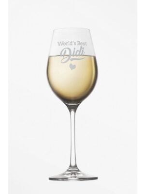 TheYaYaCafe Birthday Bhaidooj Gifts for Sister, World Best Didi Engraved Wine Glass with Coaster - Madison 350 ml