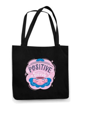 Positive Mind Black Tote Bag