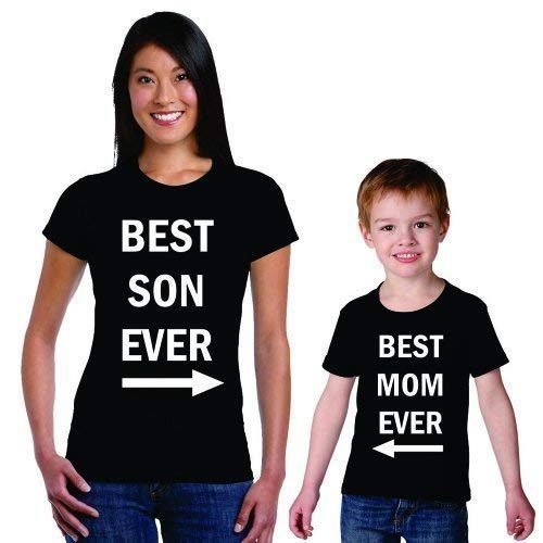 TheYaYaCafe Yaya Cafe Mothers Day Best Mom Son Ever Family T-Shirt Combo Set of 2