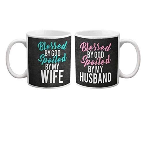 TheYaYaCafe for Husband Wife Set of 2 Coffee Mugs Mr. Mrs. Right Husband Wife with Coasters