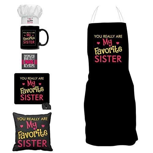 TheYaYaCafe Ceramic Birthday Bhaidooj Favourite Sister Gift Hamper Combo for Sister (Mug, Mousepad, Coaster) - Set of 3