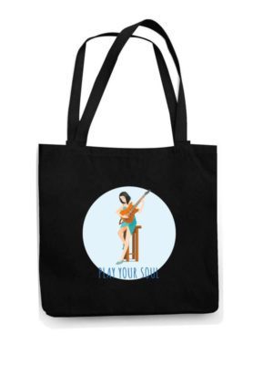 Printed Black Tote Bag