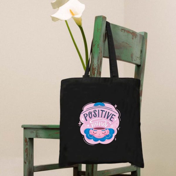 Positive Mind Black Tote Bag