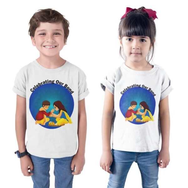 TheYaYaCafe Matching Printed Celebrating Our Bond Kid Sibling T-Shirts