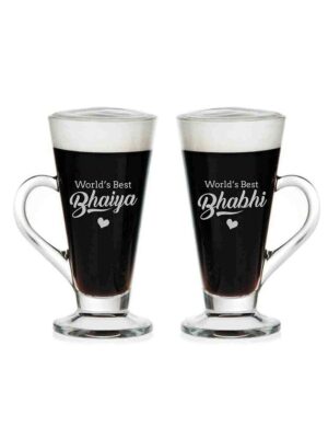 Worlds Best Bhaiya Bhabhi Glass Tea Cups