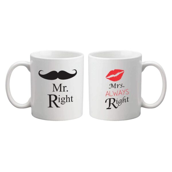 TheYaYaCafe for Husband Wife Set of 2 Coffee Mugs Mr. Mrs. Right Husband Wife with Coasters
