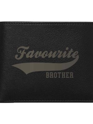 TheYaYaCafe Men's Favourite Brother Engraved Leather Wallet - President Black