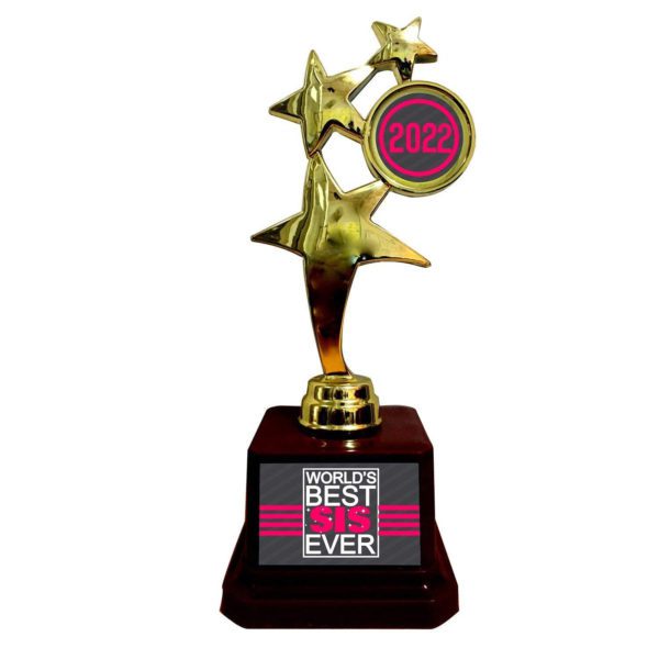 Best Sister Ever Golden Award Star Trophy