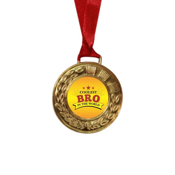 TheYaYaCafe Birthday Rakhi Gifts for Brother, Coolest Bro in The World Medal Award (No. 1 Bro -2in1)