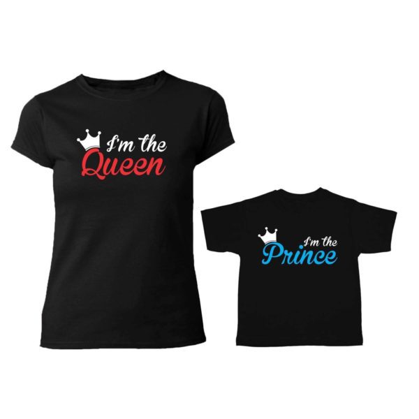 I'm Queen Prince Mom and Son Matching Family T-Shirts