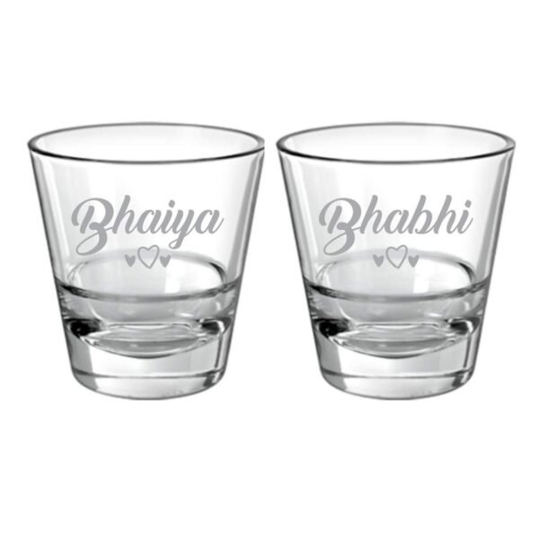 Bhaiya Bhabhi Hearts Couple Whiskey Glasses