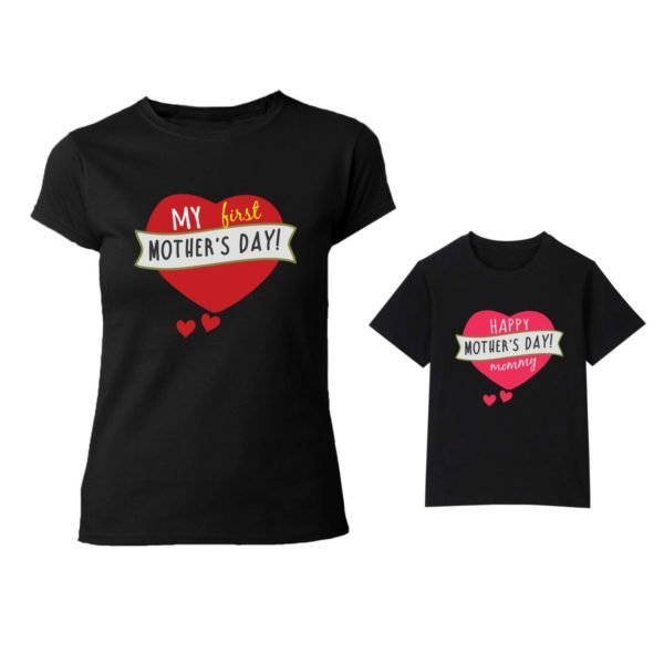 TheYaYaCafe Family T-Shirts My First Mothers Day Mom and Kid Set of 2