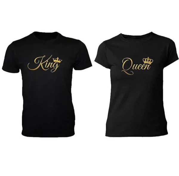 King Queen Matching Couple T-Shirts