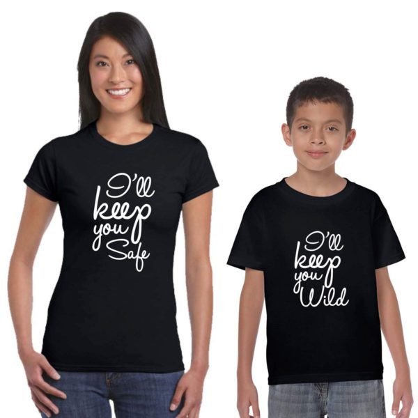 TheYaYaCafe Yaya Cafe Mothers Day Keep You Safe and Wild Family T-Shirt Combo for Mom and Kid/Son/Daughter