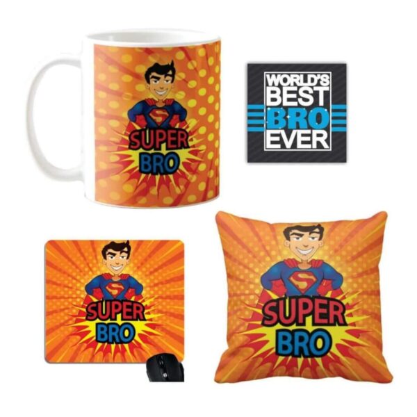 TheYaYaCafe Yaya Cafe Birthday Gifts Combo for Brother, Super Bro Mug, Coaster, Set of 2