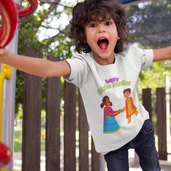 TheYaYaCafe Matching Printed Happy Raksha Bandhan Kid Sibling T-Shirts