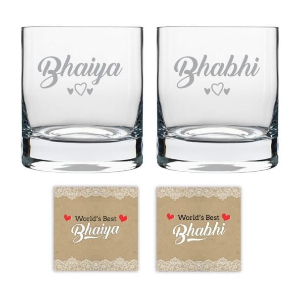 Bhaiya Bhabhi Hearts Couple Whiskey Glasses