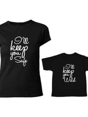 TheYaYaCafe Yaya Cafe Mothers Day Keep You Safe and Wild Family T-Shirt Combo for Mom and Kid/Son/Daughter