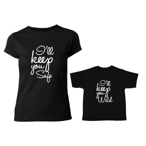 TheYaYaCafe Yaya Cafe Mothers Day Keep You Safe and Wild Family T-Shirt Combo for Mom and Kid/Son/Daughter