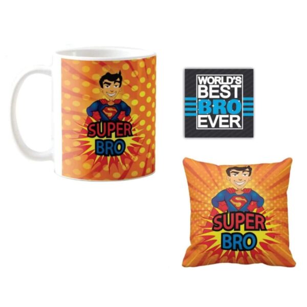 TheYaYaCafe Yaya Cafe Birthday Gifts Combo for Brother, Super Bro Mug, Coaster, Set of 2