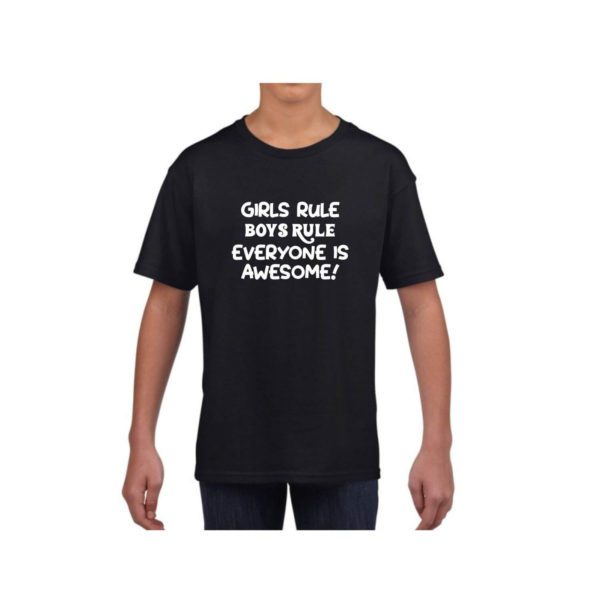 TheYaYaCafe Yaya Cafe� Printed Cotton T-Shirt for Kid Girls Rule Boys Rule Everyone is Awesome