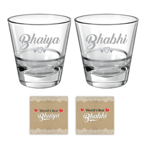 Bhaiya Bhabhi Hearts Couple Whiskey Glasses