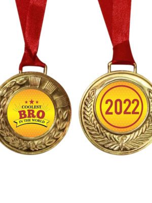 TheYaYaCafe Birthday Rakhi Gifts for Brother, Coolest Bro in The World Medal Award (No. 1 Bro -2in1)