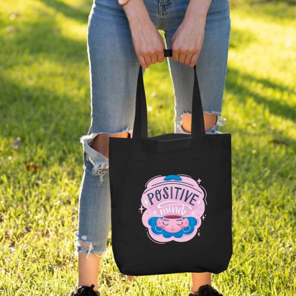 Positive Mind Black Tote Bag