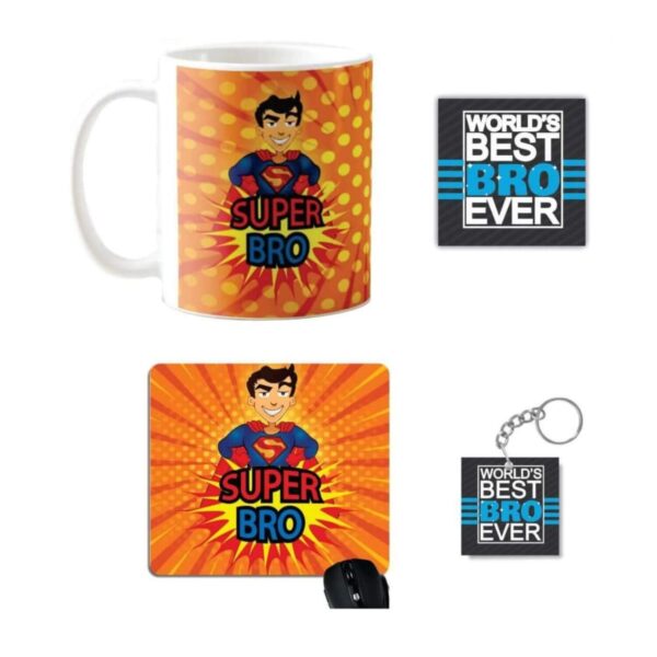 TheYaYaCafe Yaya Cafe Birthday Gifts Combo for Brother, Super Bro Mug, Coaster, Set of 2