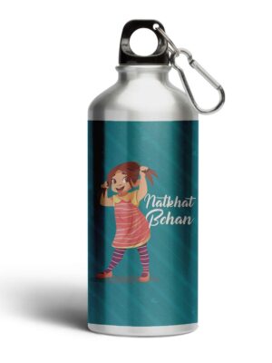 TheYaYaCafe Rakhi Gifts for Sister Sipper Water Bottle (600 ml) Stainless Steel Natkhat Behen Printed Birthday