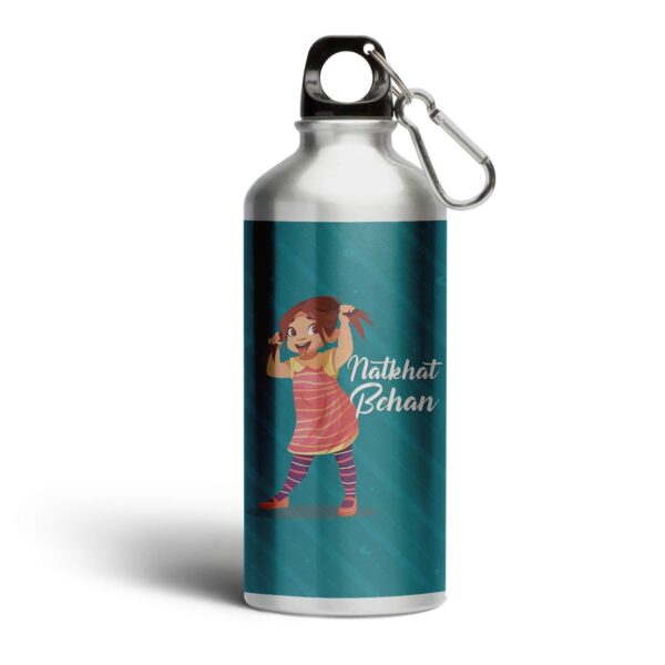 TheYaYaCafe Rakhi Gifts for Sister Sipper Water Bottle (600 ml) Stainless Steel Natkhat Behen Printed Birthday