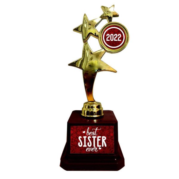 Best Sister Ever Golden Award Star Trophy