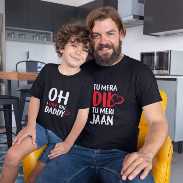TheYaYaCafe Yaya Cafe Fathers Day Tu Mera Dil Tu Meri Jaan Oh I Love You Daddy T-Shirt Combo for Dad and Kid