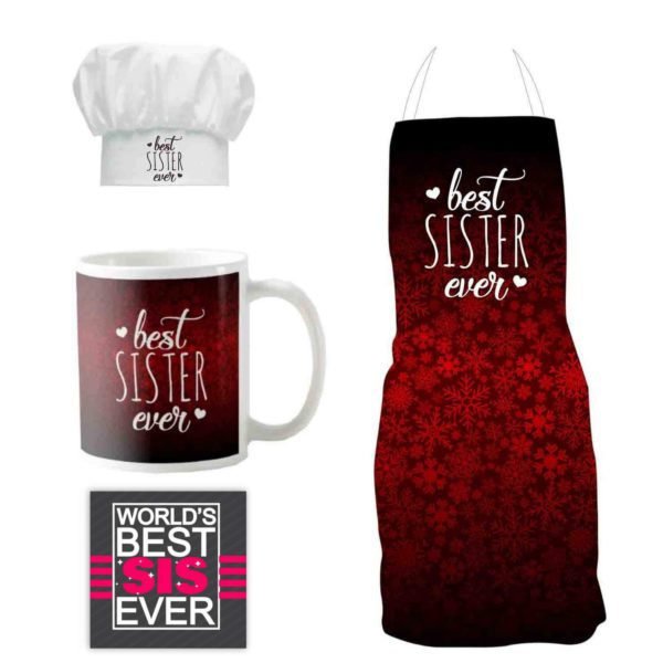 Best Sister Ever Gift Hamper Set of 4 -  Mug, Coaster, cushion cover , mouse pad