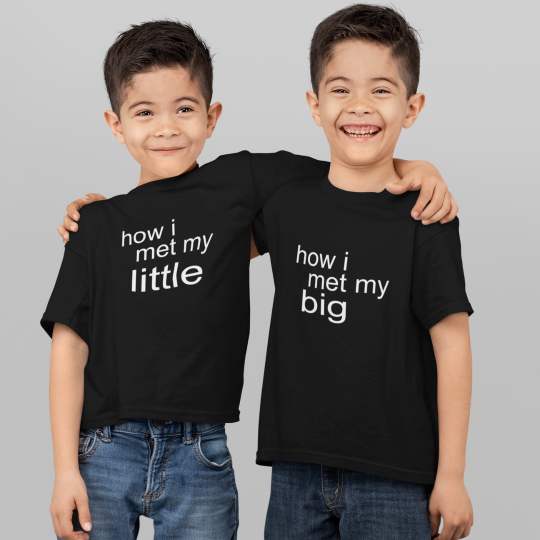 I Met My Big Little Brother Printed Cotton Sibling  T-Shirt