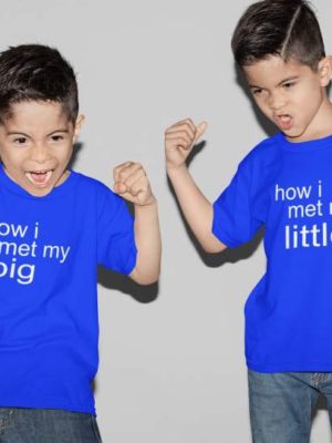 I Met My Big Little Brother Printed Cotton Sibling  T-Shirt