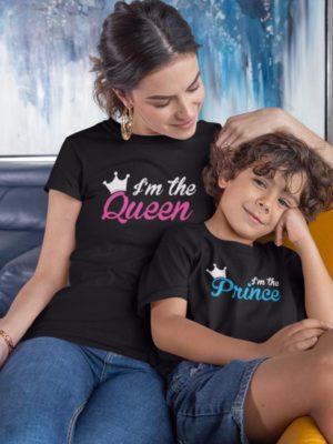 I'm Queen Prince Mom and Son Matching Family T-Shirts