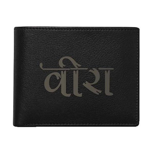 TheYaYaCafe Rakhi Gifts for Brother, Engraved Men's Black Leather Wallet Veera, Raksha Bandhan