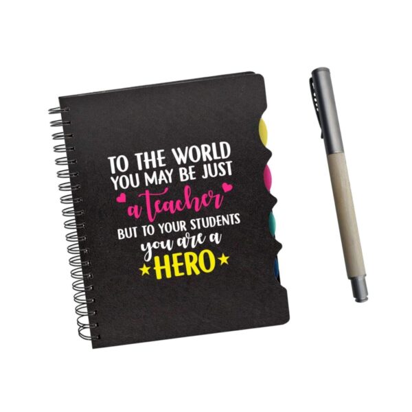 TheYaYaCafe® Birthday Gifts for Teachers, To The World You May Just A Teacher Gift Combo - Printed Notebook A5 Size, 300 Ruled